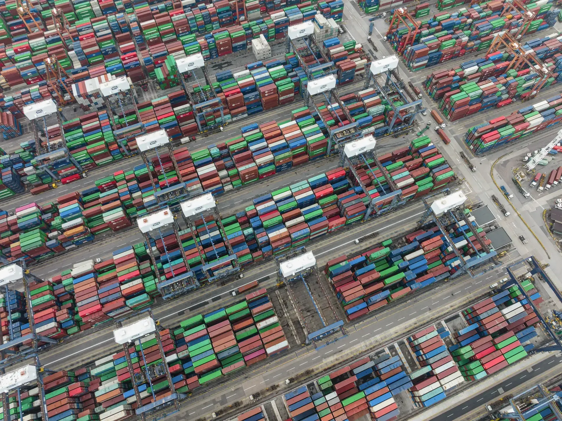 Aerial view of containers